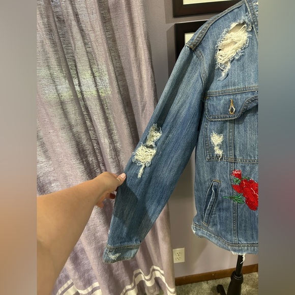 Hidden Distressed Denim Jacket - Picture 10 of 13
